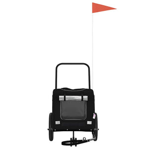 Rimorchio per Bici per Animali Nero in Oxford e Ferro 93849