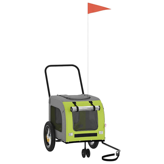 Rimorchio per bicicletta per animali domestici Verde e grigio 93850