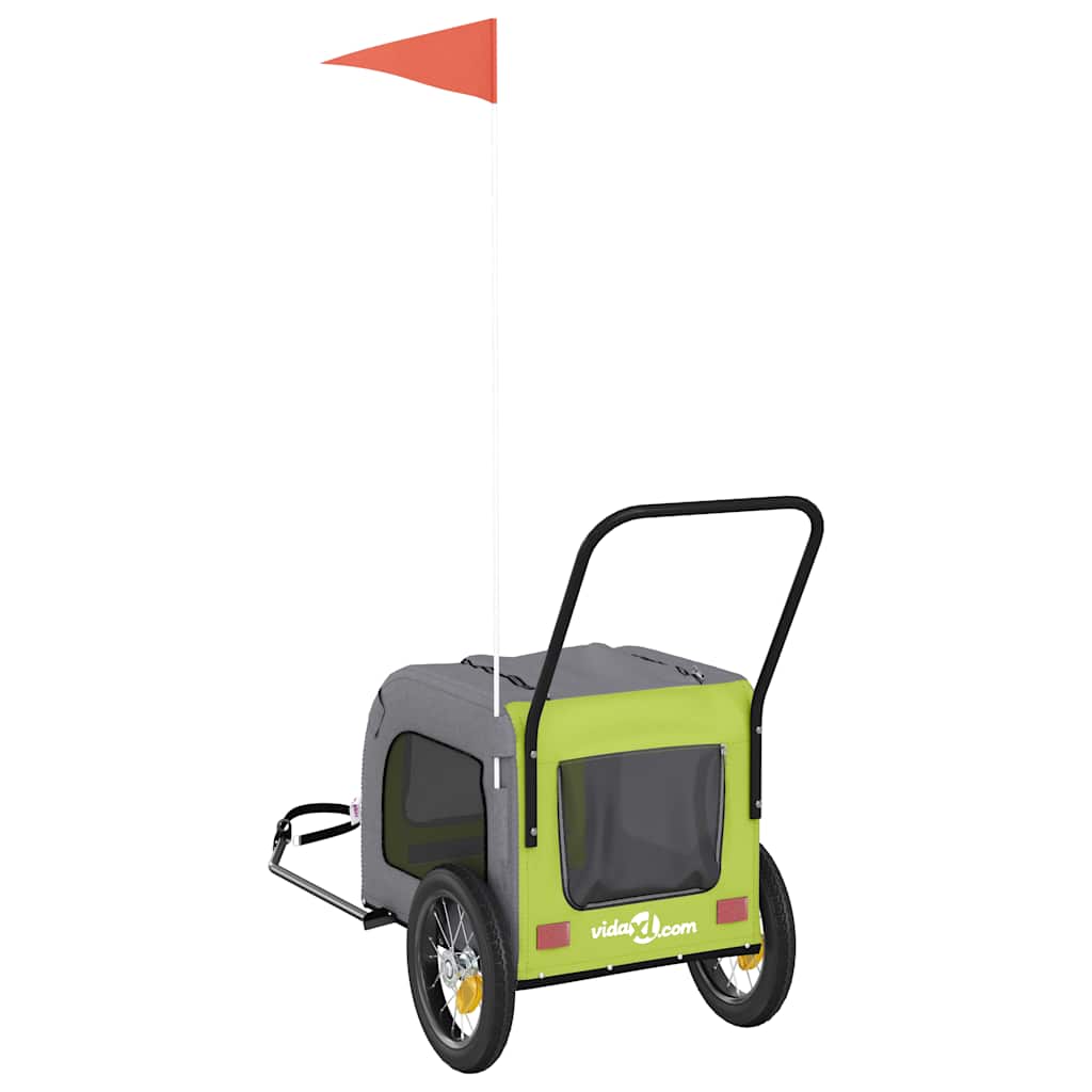 Rimorchio per bicicletta per animali domestici Verde e grigio 93850