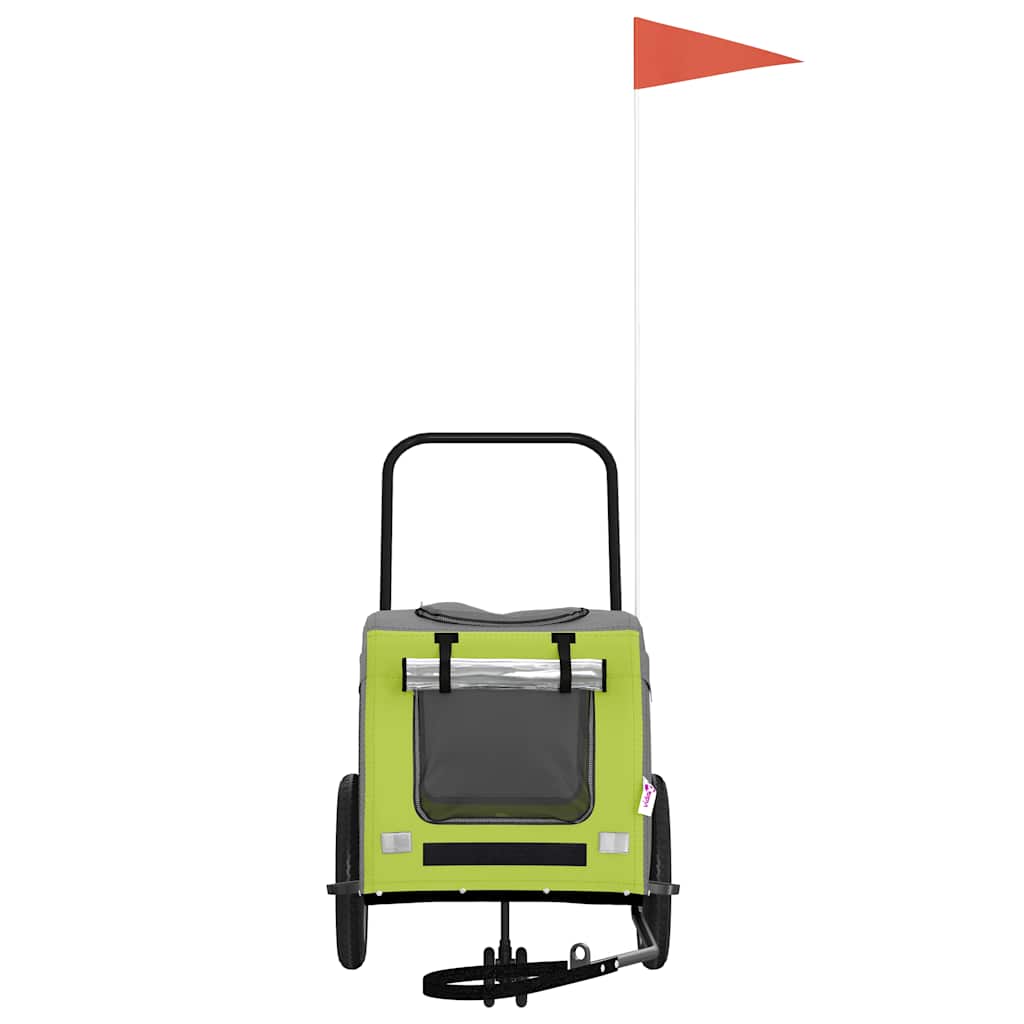 Rimorchio per bicicletta per animali domestici Verde e grigio 93850