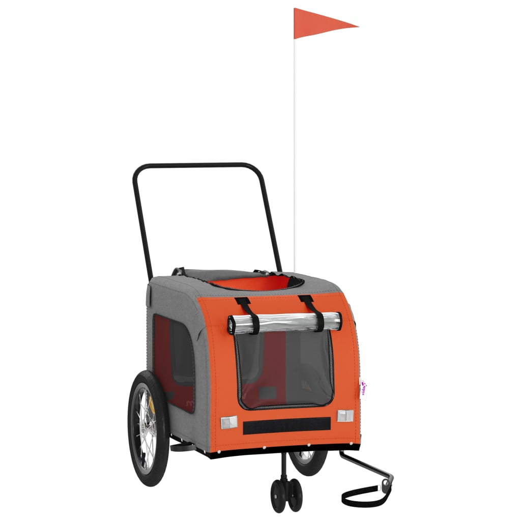 Rimorchio da Bici per Animali Arancione e Grigio Oxford e Ferro 93851
