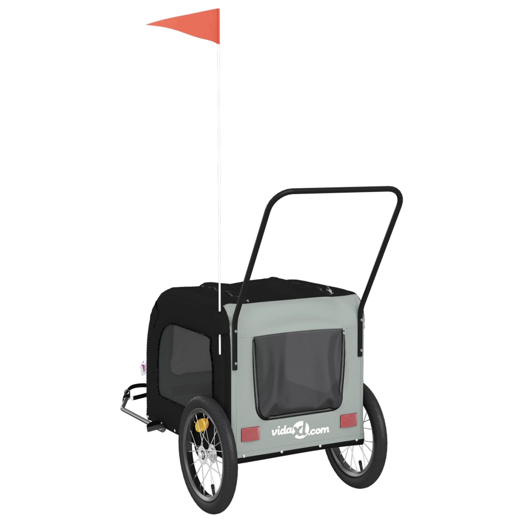 Rimorchio da Bici per Animali Nero e Grigio Oxford e Ferro 93853