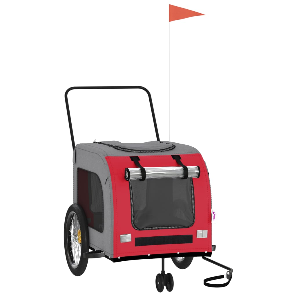 Rimorchio da Bici per Animali Rosso e Grigio Oxford e Ferro 93859