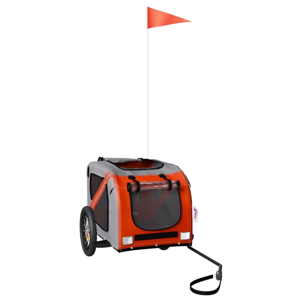 Rimorchio da Bici per Animali Arancione e Grigio Oxford e Ferro 93865