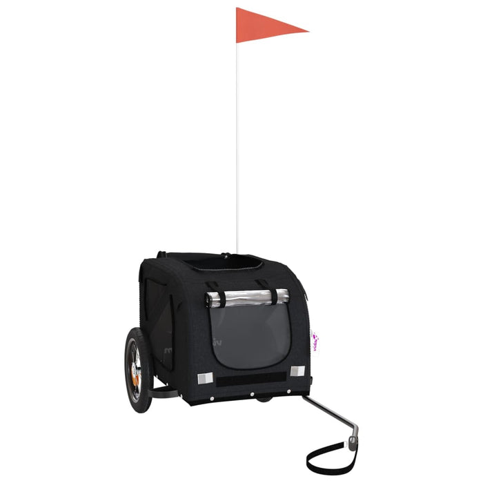 Rimorchio da Bici per Animali Nero Oxford e Ferro