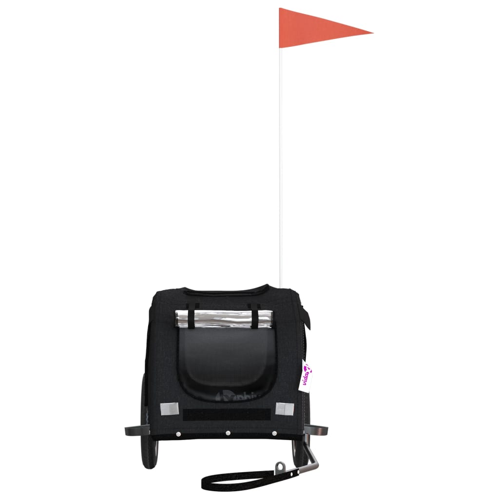 Rimorchio da Bici per Animali Nero Oxford e Ferro