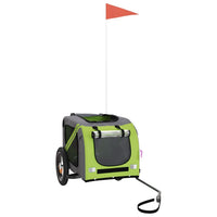 Rimorchio da Bici per Animali Verde e Grigio Oxford e Ferro