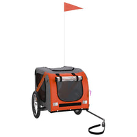 Rimorchio da Bici per Animali Arancione e Grigio Oxford e Ferro