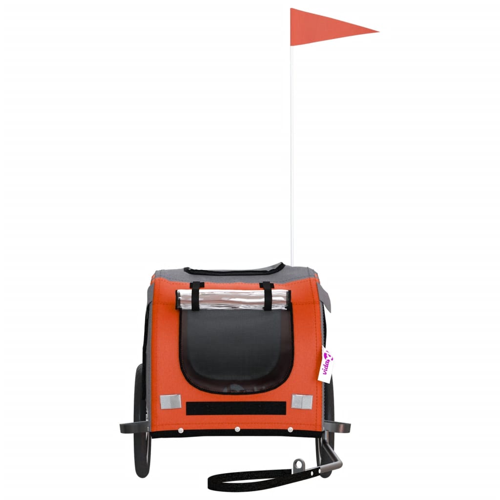 Rimorchio da Bici per Animali Arancione e Grigio Oxford e Ferro