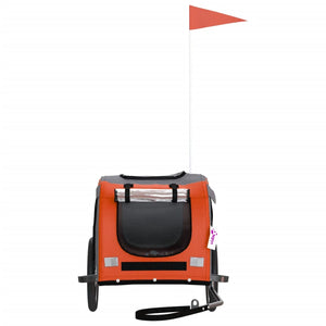 Rimorchio da Bici per Animali Arancione e Grigio Oxford e Ferro