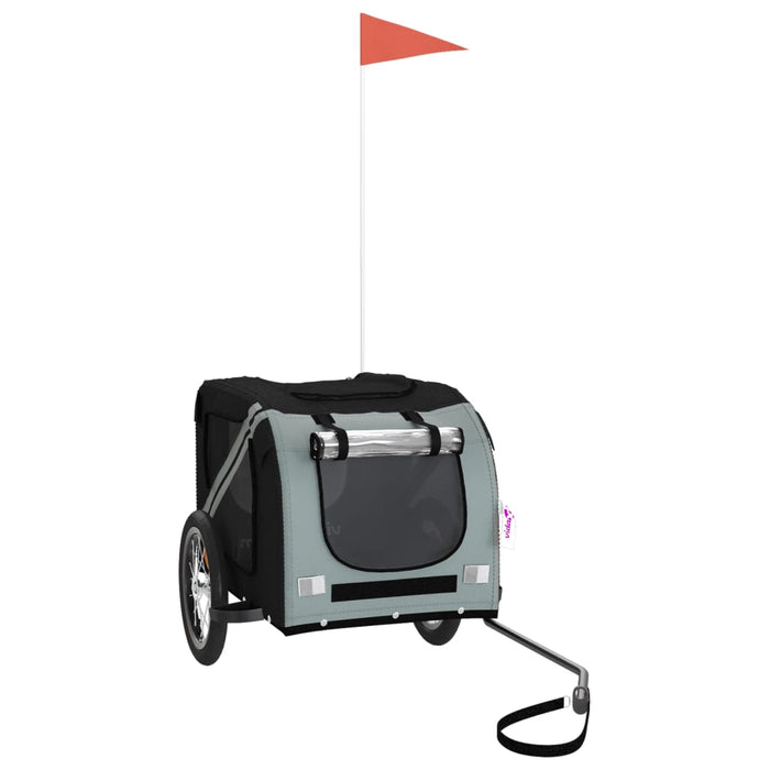 Rimorchio da Bici per Animali Nero e Grigio Oxford e Ferro