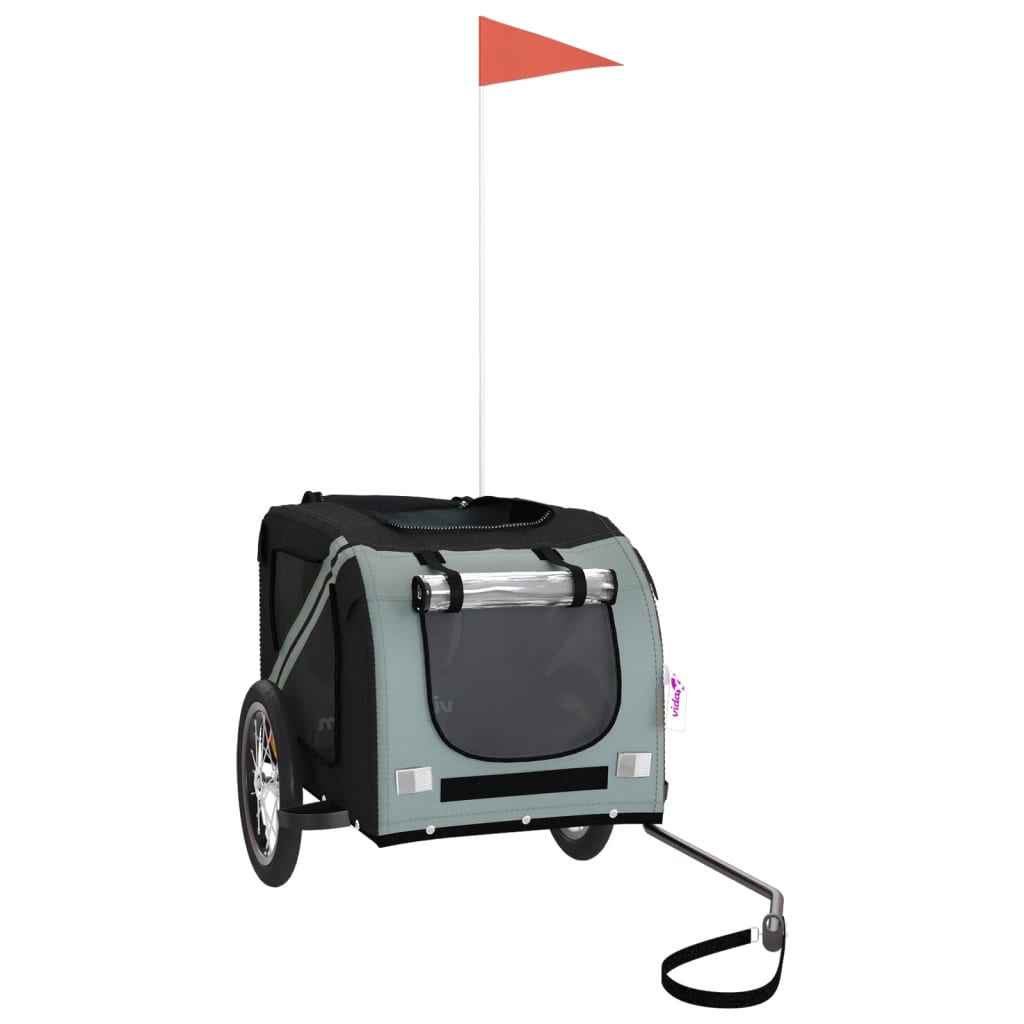 Rimorchio da Bici per Animali Nero e Grigio Oxford e Ferro 93874