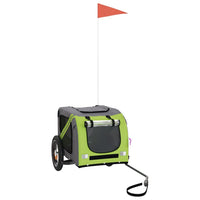 Rimorchio da Bici per Animali Verde e Grigio Oxford e Ferro