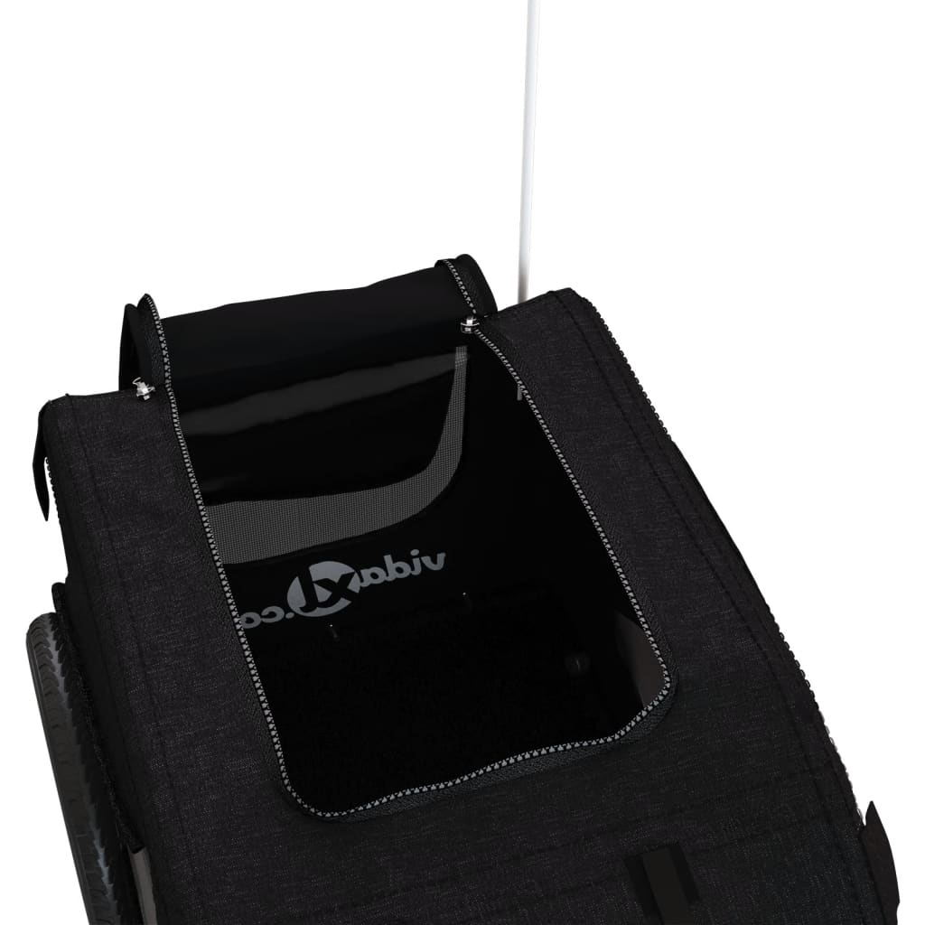 Rimorchio da Bici per Animali Nero Oxford e Ferro 93884