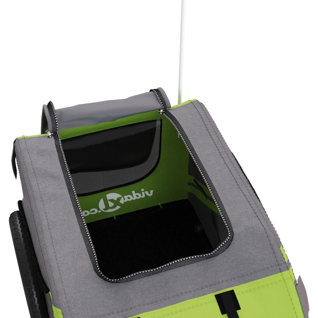 Rimorchio da Bici per Animali Verde e Grigio Oxford e Ferro 93885