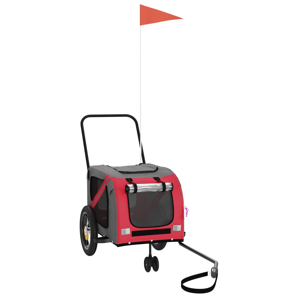Rimorchio da Bici per Animali Rosso e Nero Oxford e Ferro 93887