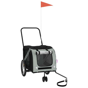 Rimorchio da Bici per Animali Grigio e Nero Oxford e Ferro 93895