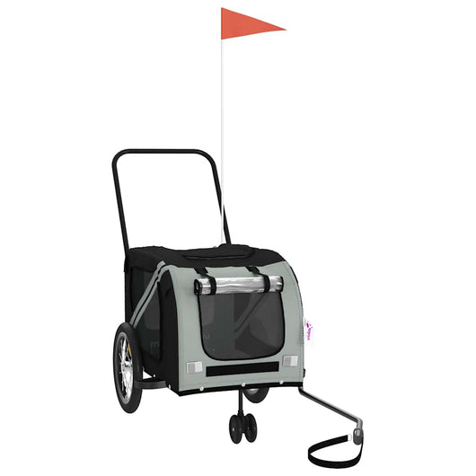 Rimorchio da Bici per Animali Grigio e Nero Oxford e Ferro 93895
