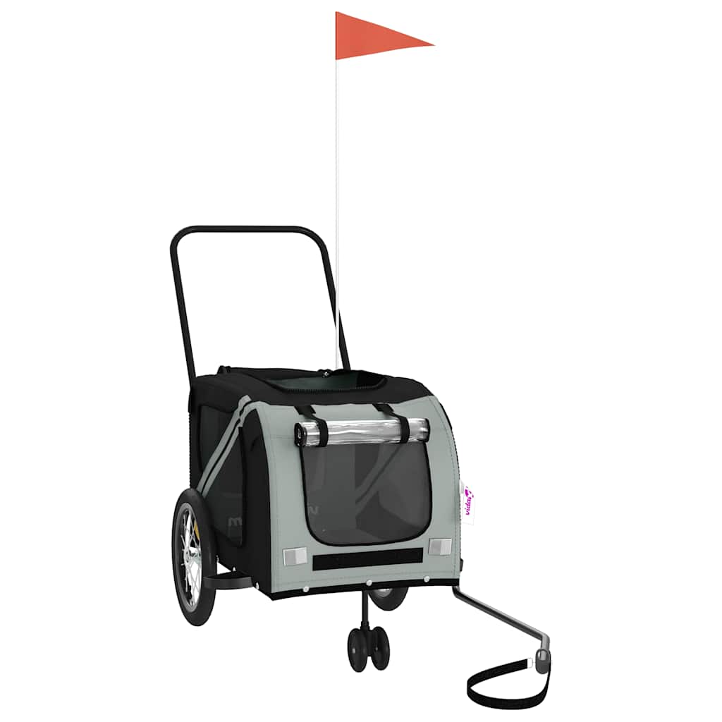 Rimorchio da Bici per Animali Grigio e Nero Oxford e Ferro 93895