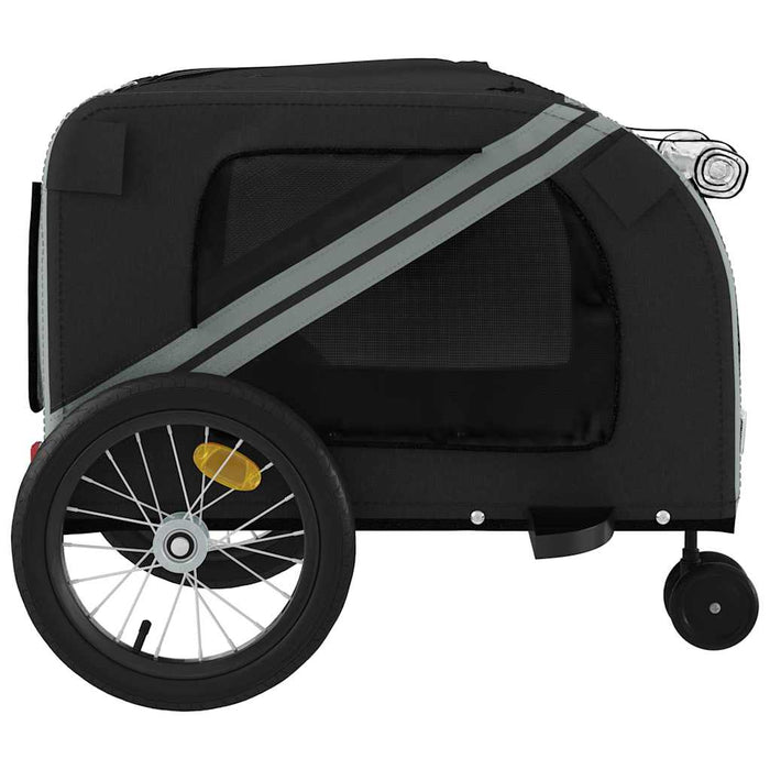 Rimorchio da Bici per Animali Grigio e Nero Oxford e Ferro 93895