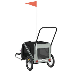 Rimorchio da Bici per Animali Grigio e Nero Oxford e Ferro 93895