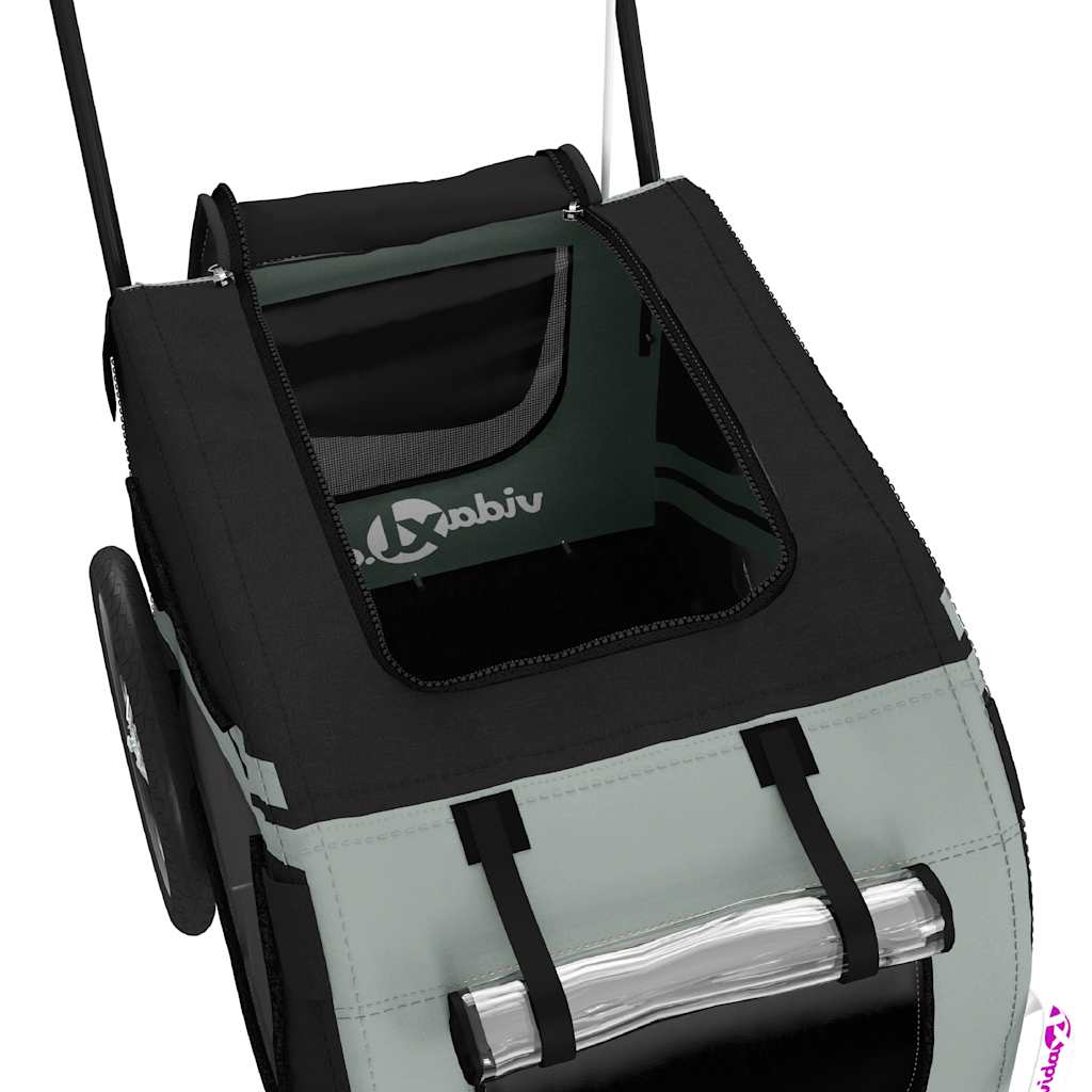 Rimorchio da Bici per Animali Grigio e Nero Oxford e Ferro 93895