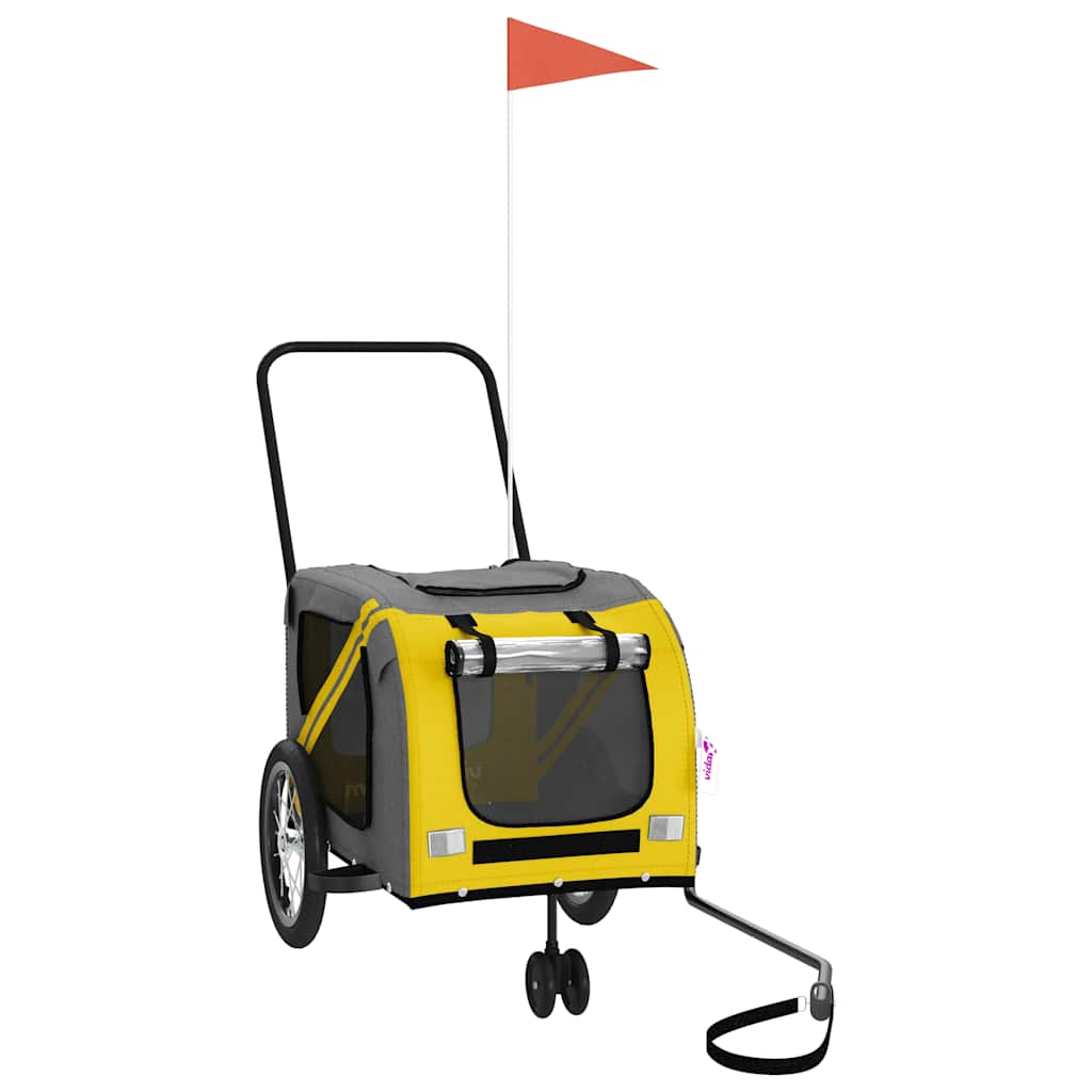 Rimorchio da Bici per Animali Giallo e Grigio Oxford e Ferro