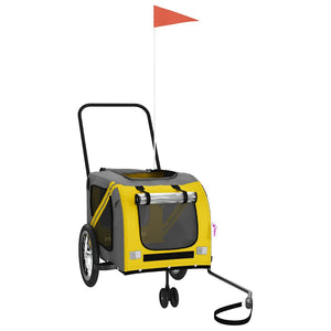 Rimorchio da Bici per Animali Giallo e Grigio Oxford e Ferro