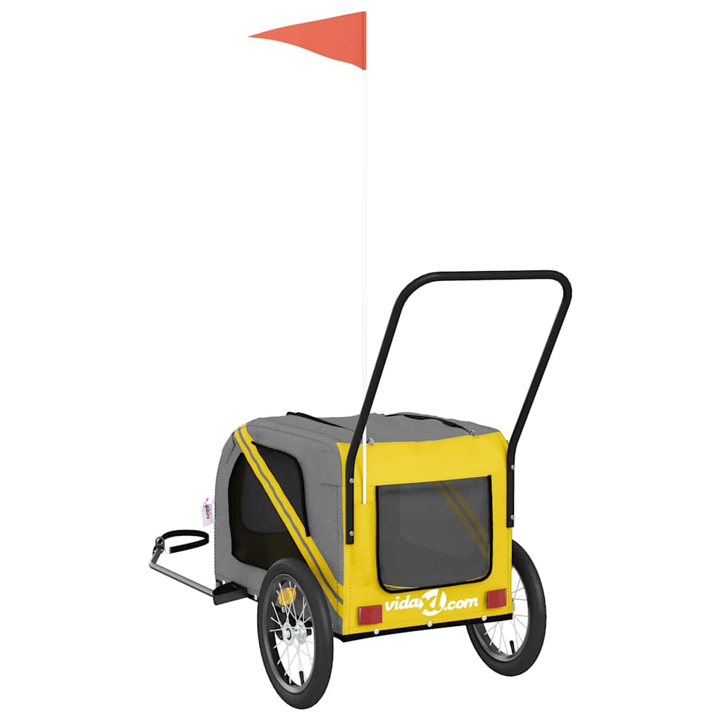 Rimorchio da Bici per Animali Giallo e Grigio Oxford e Ferro 93896