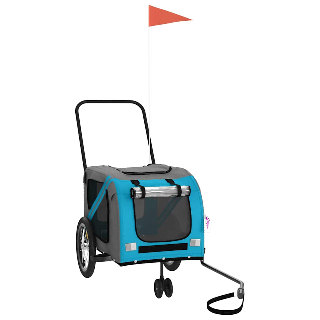 Rimorchio da Bici per Animali Blu e Grigio Oxford e Ferro 93897