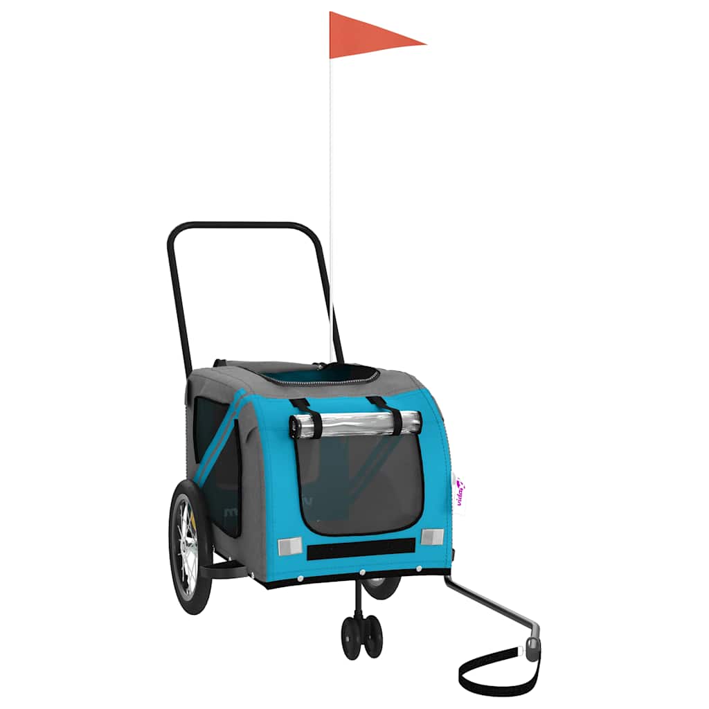 Rimorchio da Bici per Animali Blu e Grigio Oxford e Ferro 93897
