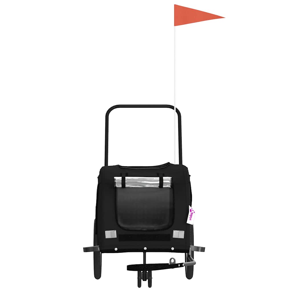 Rimorchio da Bici per Animali Nero Oxford e Ferro 93898