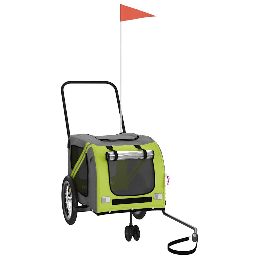 Rimorchio da Bici per Animali Verde e Grigio Oxford e Ferro 93899