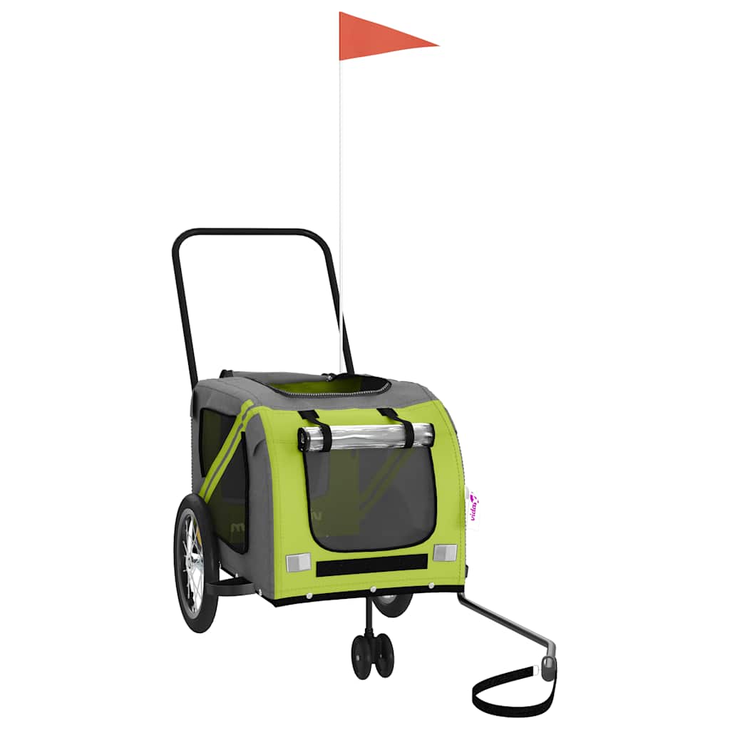 Rimorchio da Bici per Animali Verde e Grigio Oxford e Ferro 93899