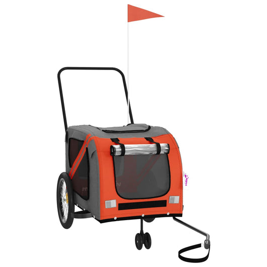 Rimorchio da Bici per Animali Arancione e Grigio Oxford e Ferro