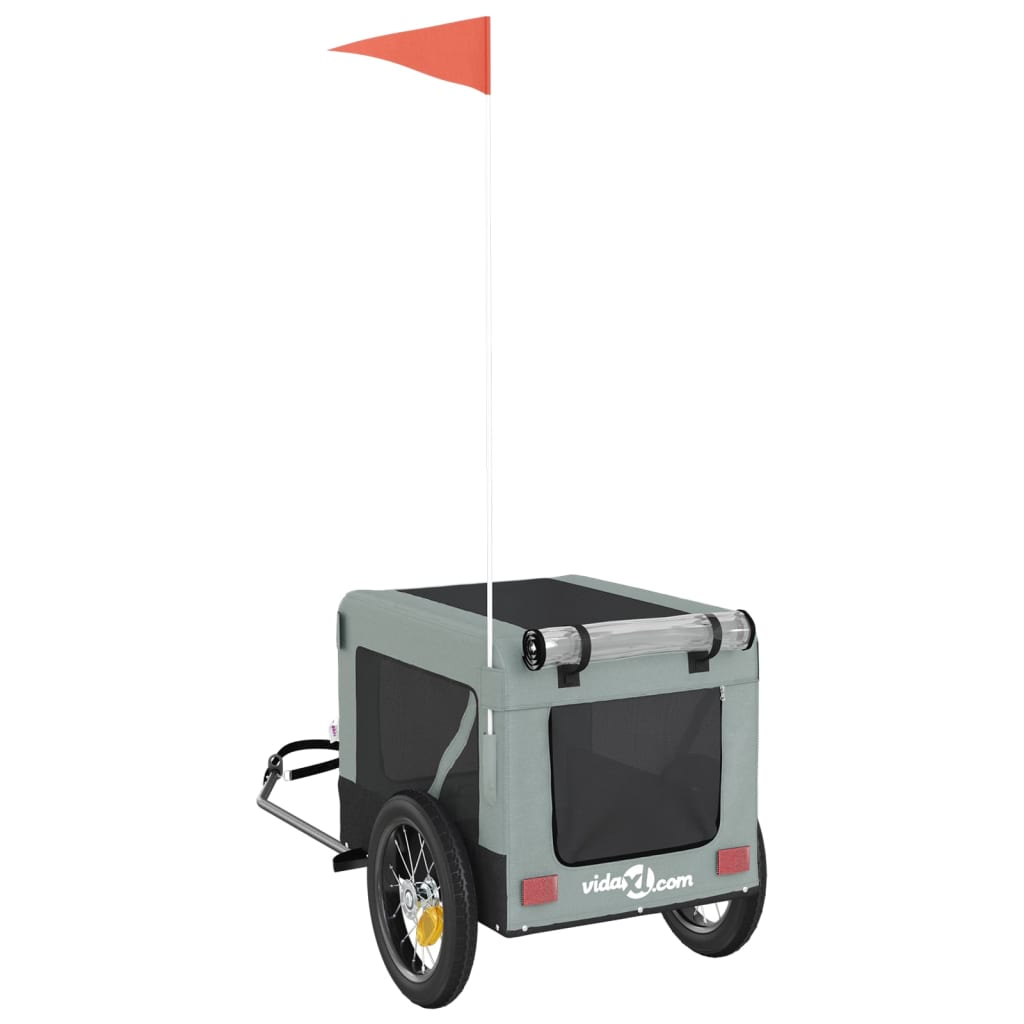 Rimorchio da Bici per Animali Grigio e Nero Oxford e Ferro 93909