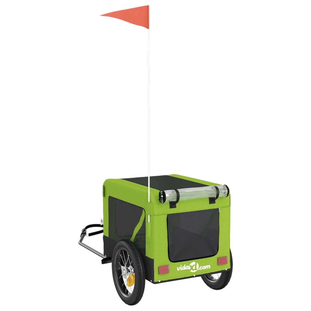 Rimorchio da Bici per Animali Verde e Nero Oxford e Ferro 93913