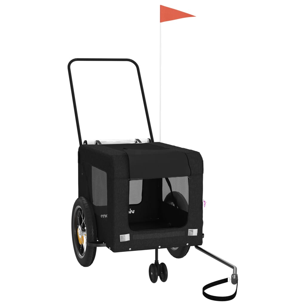 Rimorchio da Bici per Animali Nero Oxford e Ferro