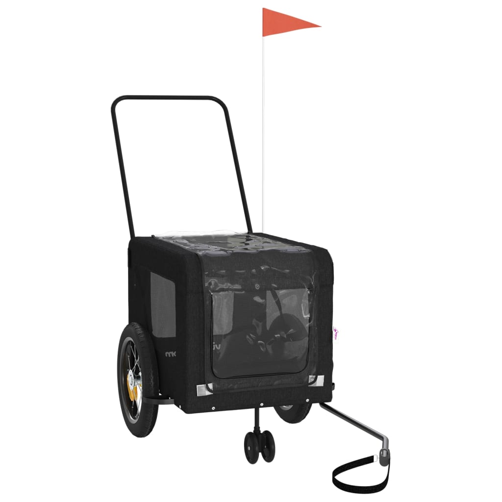 Rimorchio da Bici per Animali Nero Oxford e Ferro