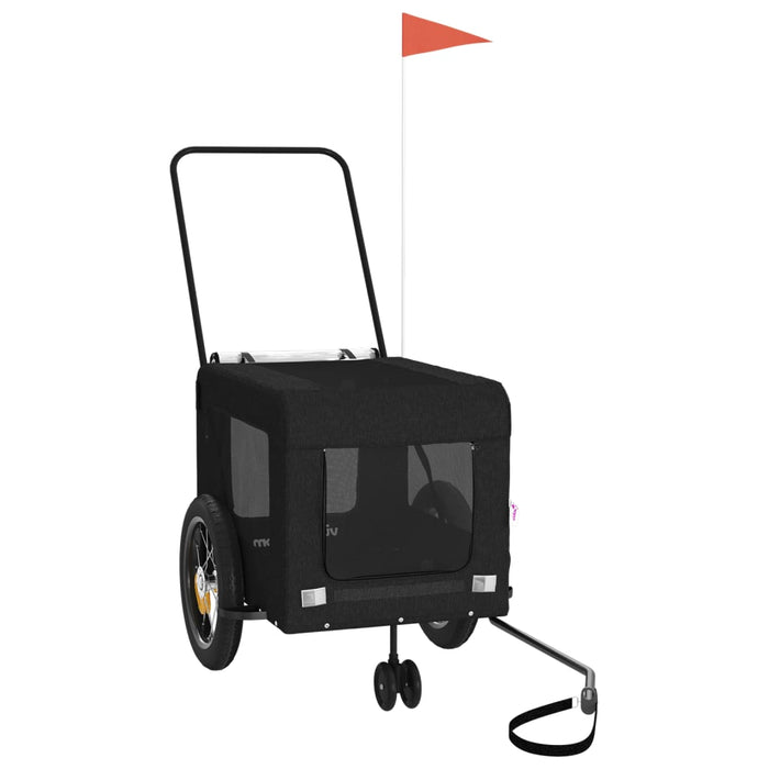 Rimorchio da Bici per Animali Nero Oxford e Ferro