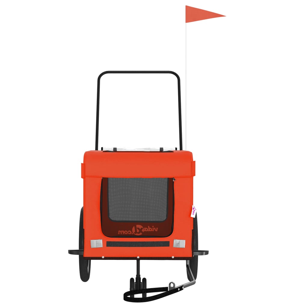 Rimorchio da Bici per Animali Arancione e Nero Oxford e Ferro