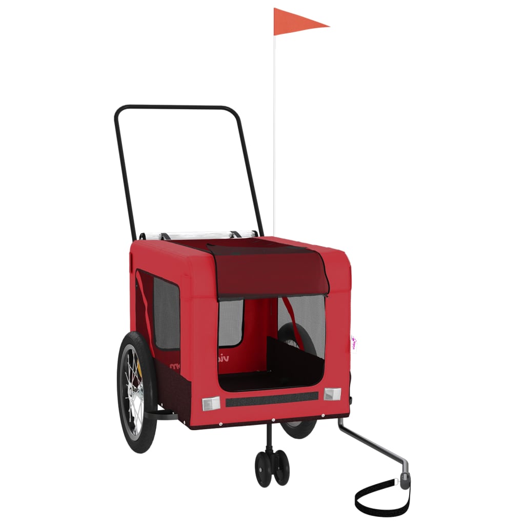Rimorchio da Bici per Animali Rosso e Nero Oxford e Ferro 93936