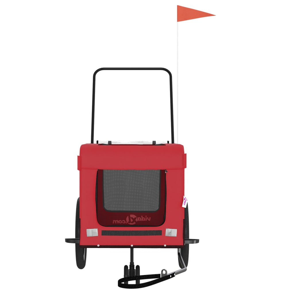 Rimorchio da Bici per Animali Rosso e Nero Oxford e Ferro 93936