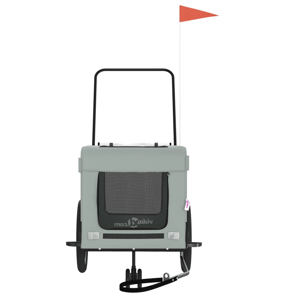 Rimorchio da Bici per Animali Grigio e Nero Oxford e Ferro 93937