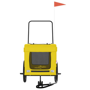 Rimorchio da Bici per Animali Giallo e Nero Oxford e Ferro