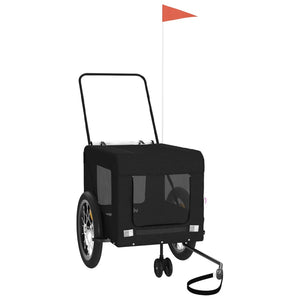 Rimorchio da Bici per Animali Nero Oxford e Ferro 93940