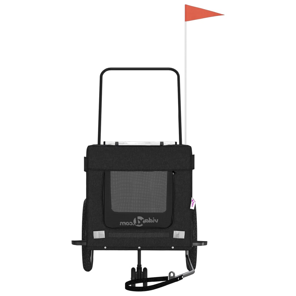 Rimorchio da Bici per Animali Nero Oxford e Ferro 93940