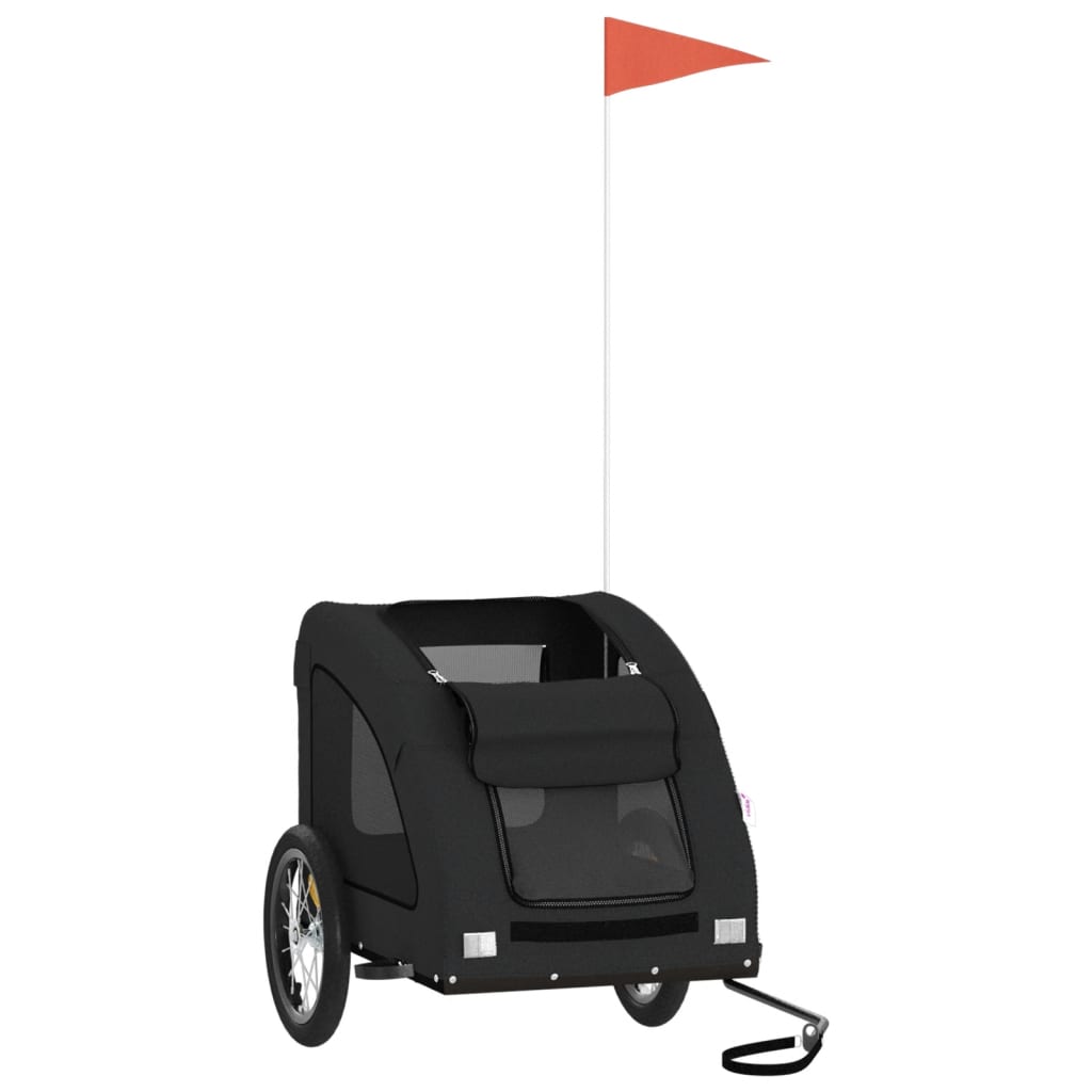 Rimorchio da Bici per Animali Nero Oxford e Ferro 93961