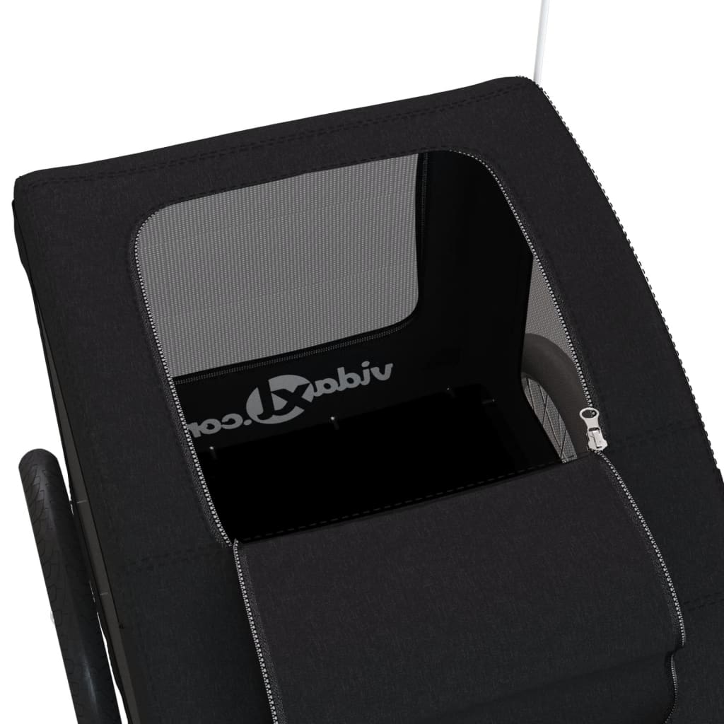 Rimorchio da Bici per Animali Nero Oxford e Ferro 93961