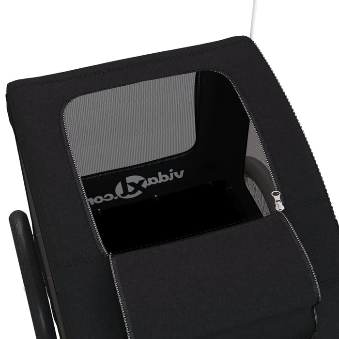 Rimorchio da Bici per Animali Nero Oxford e Ferro 93961